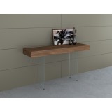 Casabianca IL VETRO Il Vetro Console Table In High Walnut Veneer With Clear Glass - Lifestyle 1