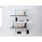 IL VETRO Collection High Gloss White/Gray Lacquer Bookcase - 71"