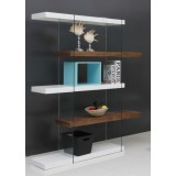 IL VETRO Collection High Gloss White/Gray Lacquer Bookcase - 71"