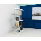 IL VETRO Collection High Gloss White/Gray Lacquer Bookcase - 71"