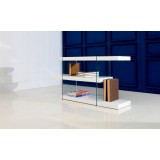 IL VETRO Collection High Gloss White/Gray Lacquer Bookcase - 28.75"