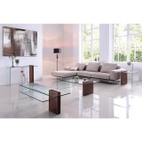 BUONO Collection Walnut Veneer w Glass Console Table - Lifestyle Close-Up