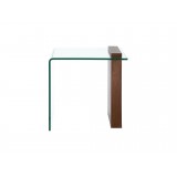BUONO Walnut Veneer Glass End Table - Front