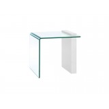 BUONO White Lacquer Glass End Table