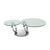 Satellite Coffee Table In High Polished Stainless Steel Base - Front View