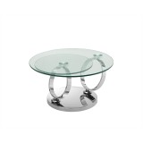 Satellite Coffee Table In High Polished Stainless Steel Base - Side Angled