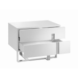 Casabianca Collins White Lacquer Nightstand / End Table - Drawer Opened Angled View