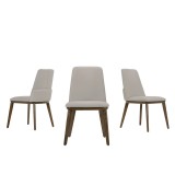 Casabianca STELLAR Dining Chair In Light Gray Leather With Walnut Wood Legs - Set