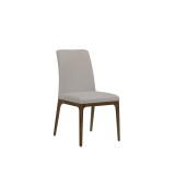 Casabianca OXFORD Dining Chair In Light Gray Leather With Walnut Wood Legs - Single