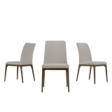 Casabianca OXFORD Dining Chair In Light Gray Leather With Walnut Wood Legs - Set