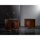 Casabianca MOON Walnut Veneer With Stainless Steel Tall Dresser/ Nightstand - Lifestyle