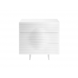 Casabianca MOON White Lacquer With Stainless Steel Tall Dresser/ Nightstand - Front