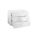 Casabianca MOON White Lacquer With Stainless Steel Tall Dresser/ Nightstand - Drawers Opened
