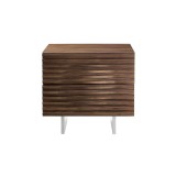 Moon Nightstand In Walnut Veneer And Brushed Stainless Steel - Front