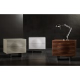 Moon Nightstand In Walnut Veneer And Brushed Stainless Steel - Lifestyle 2
