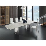 Casabianca FIRENZE Dining Chair In White Pu-leather With Stainless Steel Base - Lifestyle