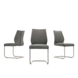 Casabianca GEO Dining Chair In Dark Grey With Brushed Stainless Steel Legs - Set of 3