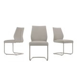 Casabianca GEO Dining Chair In Light Grey With Brushed Stainless Steel Legs - Set of 3