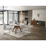 Casabianca GEO Dining Chair In Light Grey With Brushed Stainless Steel Legs - Lifestyle