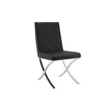 Casabianca LOFT Dining Chair In Black Pu-leather With Stainless Steel Base - Single