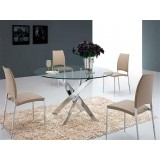 GALAXY Chrome / Clear Glass Dining Table - Lifestyle