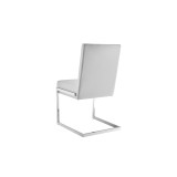 Casabianca FONTANA Dining Chair In White Pu-leather With Stainless Steel Base - Back Angle