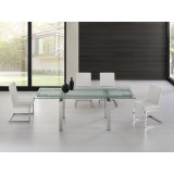Casabianca FONTANA Dining Chair In White Pu-leather With Stainless Steel Base - Lifestyle 1