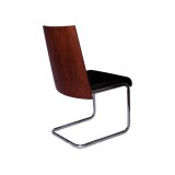 MODELO Collection White/Black Eco-Leather/Walnut Veneer Dining Chair - Back