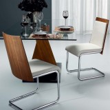 MODELO Collection White Eco-Leather/Walnut Veneer Dining Chair