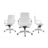 Casabianca HORIZON Arm White Eco-leather Office Chair - Set of 3