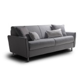 Habitat Queen Size Sofa Bed In Light Gray Linen With Gray Feet - Angled View