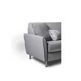 Habitat Queen Size Sofa Bed In Light Gray Linen With Gray Feet - Side Close--Up