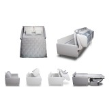 Habitat Queen Size Sofa Bed In Light Gray Linen With Gray Feet - Options