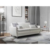 Habitat Queen Size Sofa Bed In White Pu-leather And Gray Feet - Angled