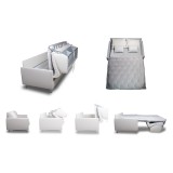 Habitat Queen Size Sofa Bed In White Pu-leather And Gray Feet - Dimensions