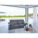 Casabianca LANDMARK Queen Size Sofa Bed In Gray/White Top Grain Leather With Chromed Feet - Lifestyle 2