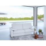 Casabianca LANDMARK Queen Size Sofa Bed In Gray/White Top Grain Leather With Chromed Feet - Lifestyle