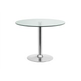 Casabianca FORTE Dining Table In Clear Glass With Polished Stainless Steel Base - Front