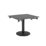 Thao Dining Table In Gray Glass With Polished Stainless Steel Base - Angled