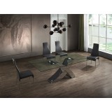 Casabianca GENEVA Dining Table In Clear Glass With Polished Stainless Steel Base - Lifestyle 3