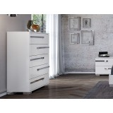 Casabianca Wave Chest In High Gloss White Melamine With Chrome Trim - Lifestyle