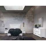 Casabianca Wave Chest In High Gloss White Melamine With Chrome Trim - Front Lifstyle