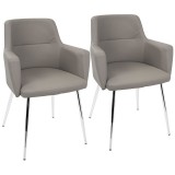 LumiSource Andrew Dining Chair - Set Of 2 - GREY; CHROME LEGS 