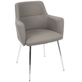 LumiSource Andrew Dining Chair - Set Of 2 - GREY; CHROME LEGS - Perspective