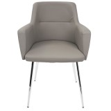 LumiSource Andrew Dining Chair - Set Of 2 - GREY; CHROME LEGS - Front