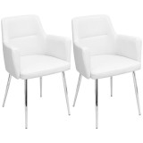 LumiSource Andrew Dining Chair - Set Of 2 - WHITE; CHROME LEGS 