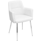 LumiSource Andrew Dining Chair - Set Of 2 - WHITE; CHROME LEGS - Perspective
