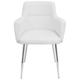 LumiSource Andrew Dining Chair - Set Of 2 - WHITE; CHROME LEGS - Front