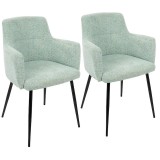 LumiSource Andrew Dining Chair - Set Of 2 - GREEN; BLACK LEGS 
