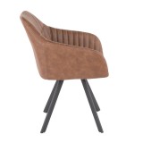 LumiSource Clubhouse Pleated Chair - Set of 2 - BROWN - Side